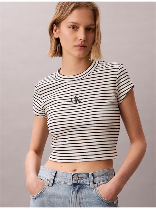 striped monologo baby rib tee CALVIN KLEIN JEANS | LV047F833GXDY